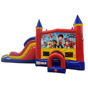 Paw Patrol Double Lane Dry Slide with Bounce House