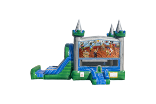 Pirates Emerald combo Double Lane Wet/Dry with Bounce House