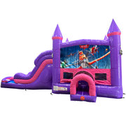 Planes Dream Double Lane Wet/Dry Slide with Bounce House