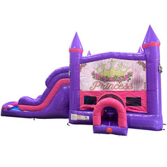 Princess Dream Double Lane Wet/Dry Slide with Bounce House