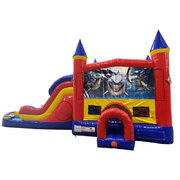 Shark Double Lane Water Slide with Bounce House