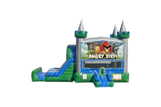 Angry Birds Emerald combo Double Lane Wet/Dry with Bounce House 