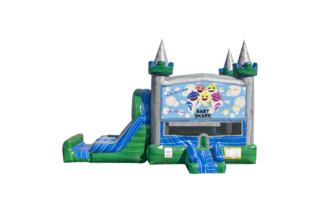 Baby Shark Emerald combo Double Lane Wet/Dry with Bounce House