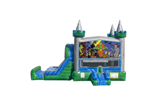 Halloween Emerald combo Double Lane Wet/Dry with Bounce House