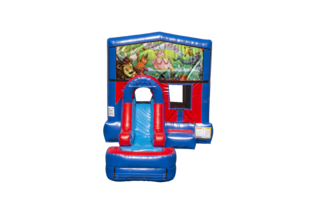 Happy Birthday Animals Ez front slide bounce house combo