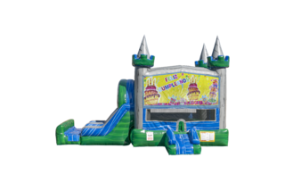Feliz Cumpleanos Emerald combo Double Lane Wet/Dry with Bounce House