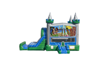 Luau Emerald combo Double Lane Wet/Dry with Bounce House