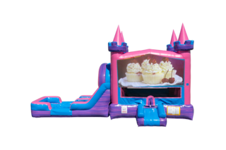 Cupcakes Lucky princess combo Double Lane Wet/Dry with Bounce House 
