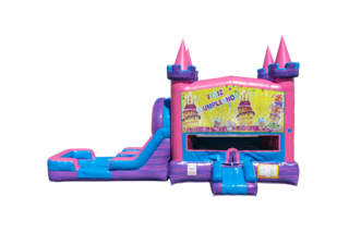 Feliz Cumpleanos Lucky princess combo Double Lane Wet/Dry with Bounce House 
