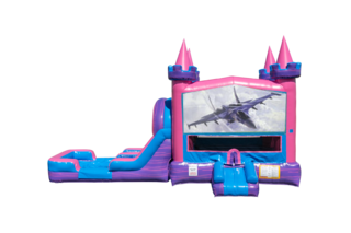 Fighter Jets Lucky princess combo Double Lane Wet/Dry with Bounce House 