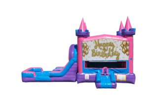 Happy Birthday Glitter Lucky princess combo Double Lane Wet/Dry with Bounce House 