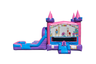 Llama Lucky princess combo Double Lane Wet/Dry with Bounce House 