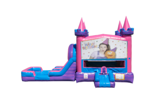 Ms Rachel Lucky princess combo Double Lane Wet/Dry with Bounce House 