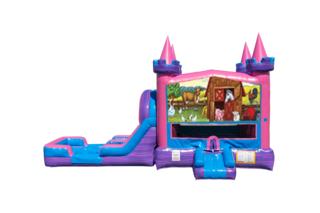 My Little Farm Lucky princess combo Double Lane Wet/Dry with Bounce House 