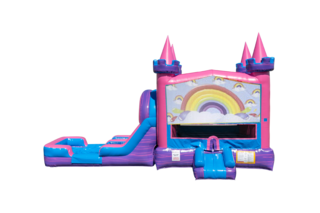 Rainbows Lucky princess combo Double Lane Wet/Dry with Bounce House 