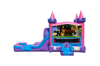 Safari Lucky princess combo Double Lane Wet/Dry with Bounce House 
