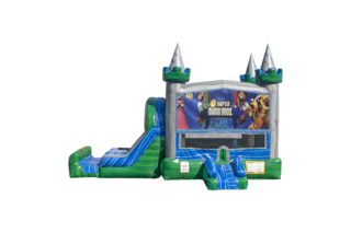 Super Mario Brothers Emerald combo Double Lane Wet/Dry with Bounce House
