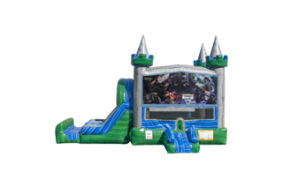 Monster Truck (2) Emerald combo Double Lane Wet/Dry with Bounce House