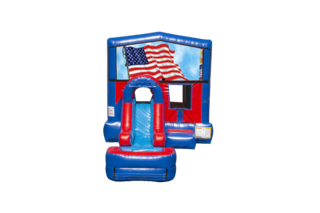 Patriotic EZ front slide bounce house combo