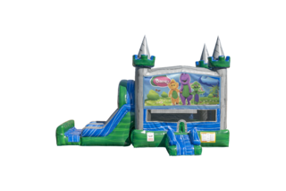 Barney Emerald combo Double Lane Wet/Dry with Bounce House