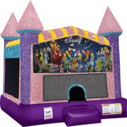 World of Disney bounce house with Basketball Goal Pink