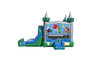 Little Mermaid Emerald combo Double Lane Wet/Dry with Bounce House
