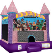 Minecraft bounce house with basketball goal(Pink)
