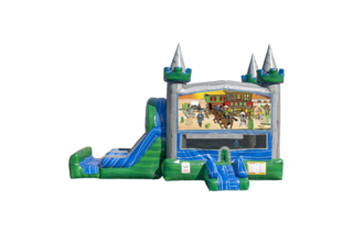 Western combo Double Lane Wet/Dry with Bounce House