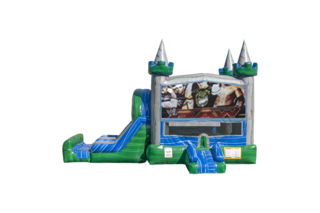 Wrestling combo Double Lane Wet/Dry with Bounce House