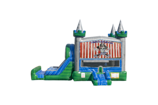 Pirates Adventure Emerald combo Double Lane Wet/Dry with Bounce House