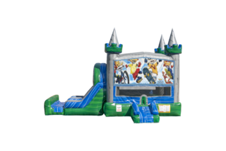 Rocket Power Emerald combo Double Lane Wet/Dry with Bounce House