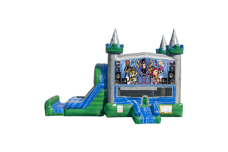 Rock Stars Emerald combo Double Lane Wet/Dry with Bounce House