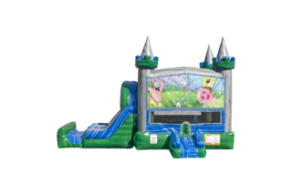 Spongebob Emerald combo Double Lane Wet/Dry with Bounce House