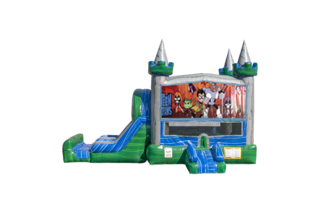 Teen Titans Emerald combo Double Lane Wet/Dry with Bounce House