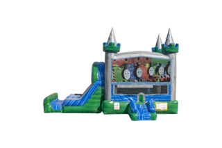 Train Emerald combo Double Lane Wet/Dry with Bounce House
