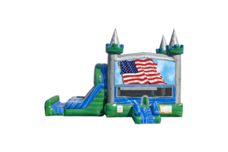 Patriotic Emerald combo Double Lane Wet/Dry with Bounce House