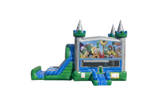 Veggie Tales combo Double Lane Wet/Dry with Bounce House
