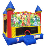 Winnie the Pooh Inflatable bounce house with Basketball Goal