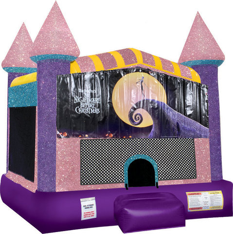 Nightmare Before Christmas Inflatable bounce house with Basketball Goal Pink