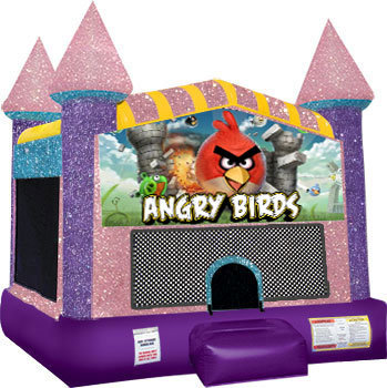 Angry Birds Inflatable Bounce house with Basketball Goal Pink
