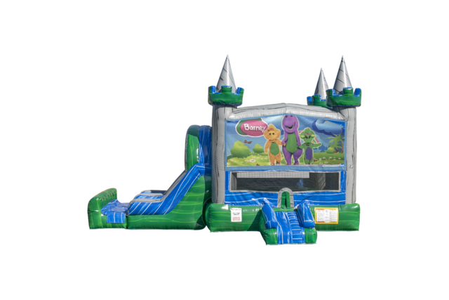 Barney Emerald combo Double Lane Wet/Dry with Bounce House
