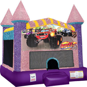 Blaze Inflatable bounce house with Basketball Goal Pink
