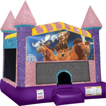 Brother Bear Inflatable bounce house with Basketball Goal  Pink