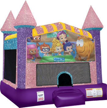 Bubble Guppies Inflatable Bounce house with Basketball Goal Pink