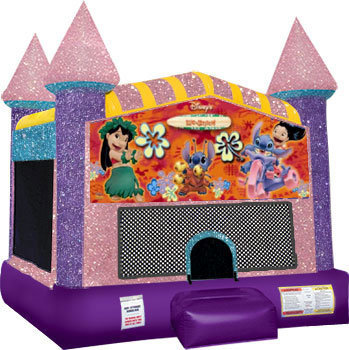 Lilo and Stitch bounce house with Basketball Goal Pink