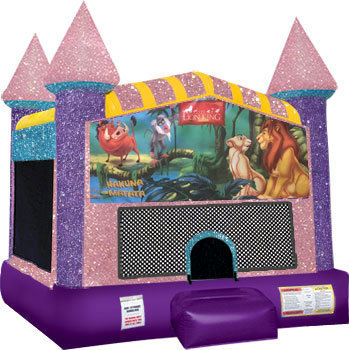 Lion King Inflatable bounce house with Basketball Goal Pink