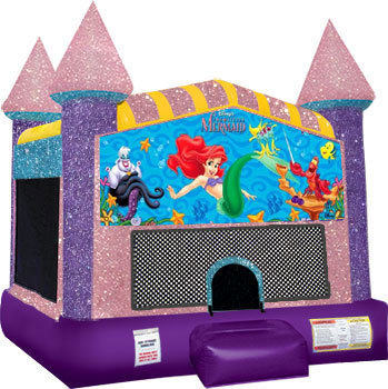 Little Mermaid Inflatable bounce house with Basketball Goal Pink