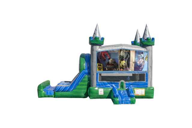 Monsters Inc Emerald combo Double Lane Wet/Dry with Bounce House