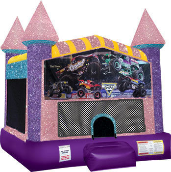 Monster Truck (2) Inflatable bounce house with Basketball Goal Pink