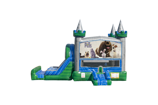 Secret Life of Pets Emerald combo Double Lane Wet/Dry with Bounce House